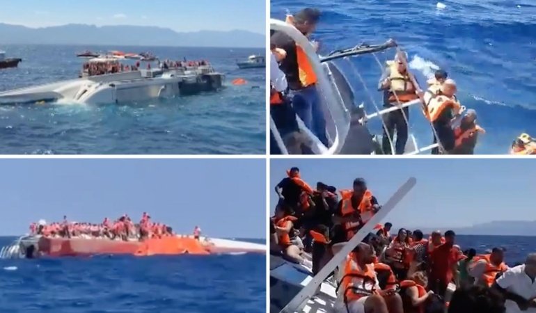 Girne açıklarında 267 kişiyi taşıyan feribot battı