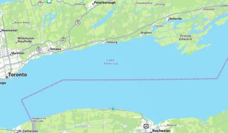 Apple, ABD'deki harita uygulamasında Ontario Gölü'nün adını Amerika Gölü olarak değiştirdi