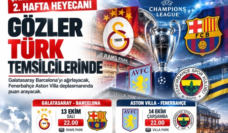 Devler Ligi’nde Türk gecesi: Galatasaray evinde, Fenerbahçe İngiltere’de